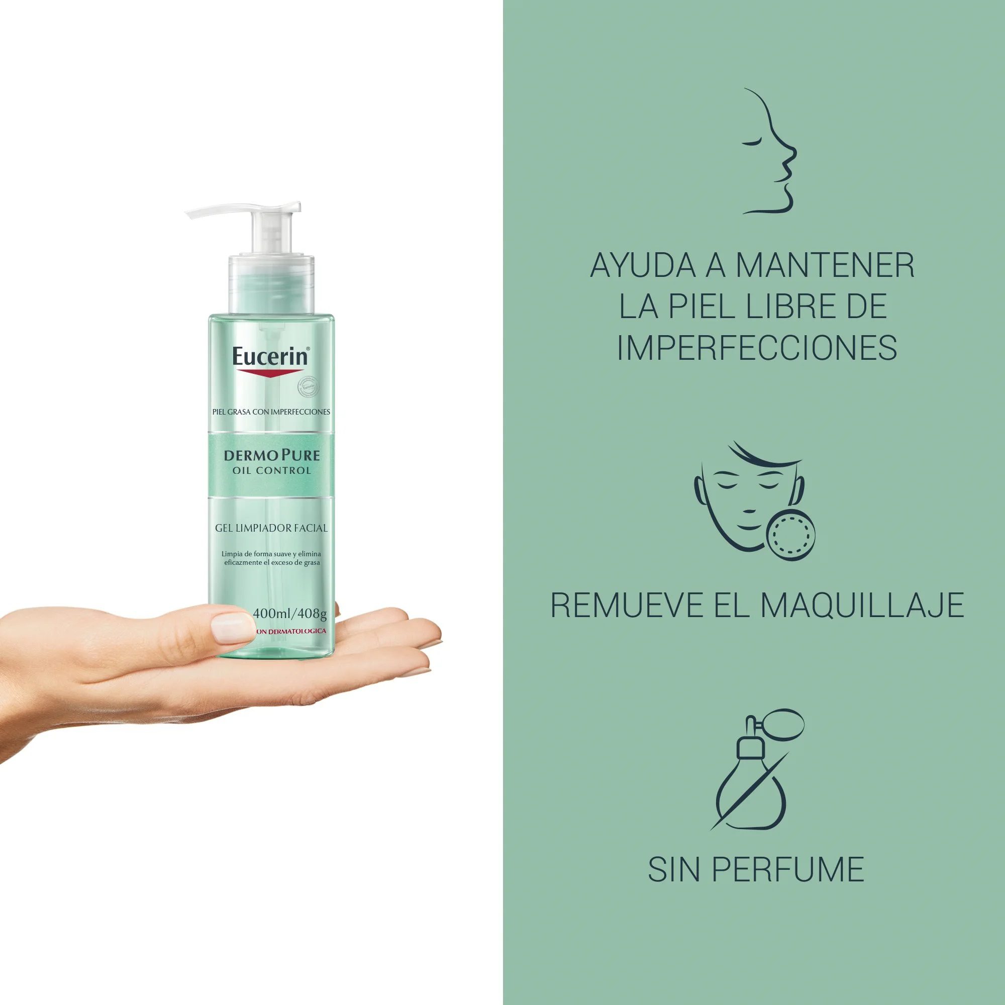 EUCERIN - DermoPure Gel Limpiador Facial x 400ml - Imagen 2