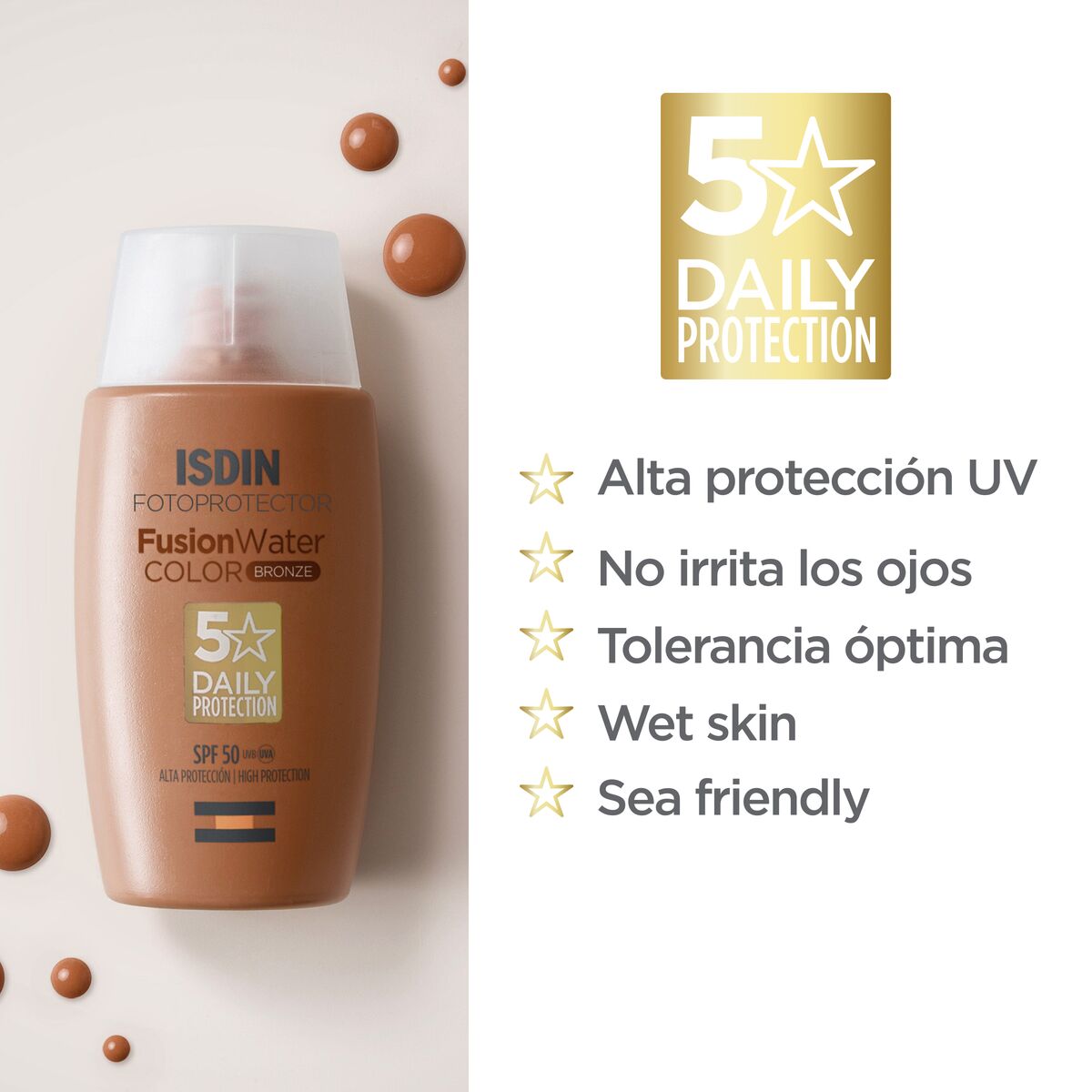ISDIN - FOTOPROTECTOR FUSION WATER MAGIC COLOR BRONZE SPF 50 - Imagen 2