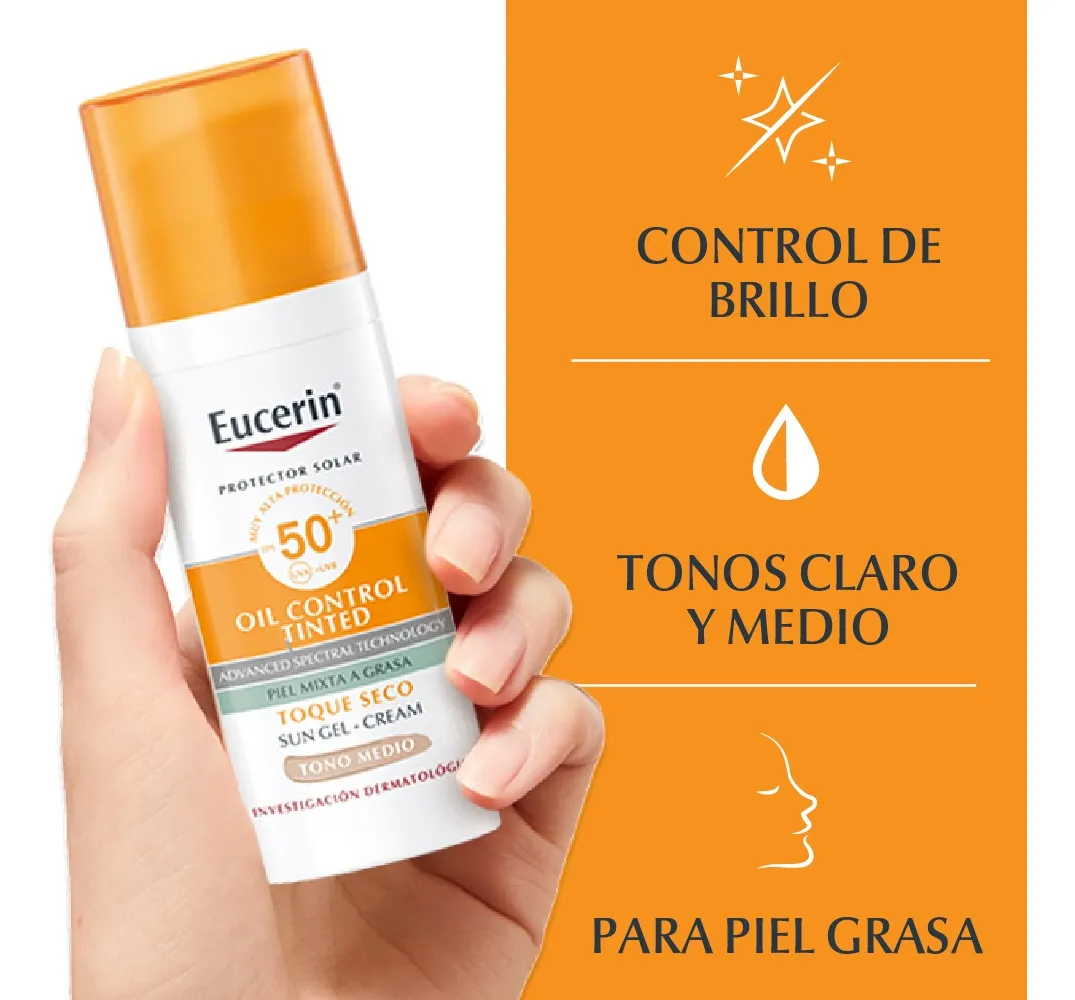 EUCERIN - SUN FACE OIL CONTROL FPS30 TOQUE SECO TONO MEDIO - Imagen 2