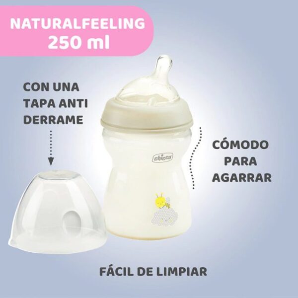 CHICCO - Mamadera NaturalFeeling 250ml 2m+ - Imagen 4