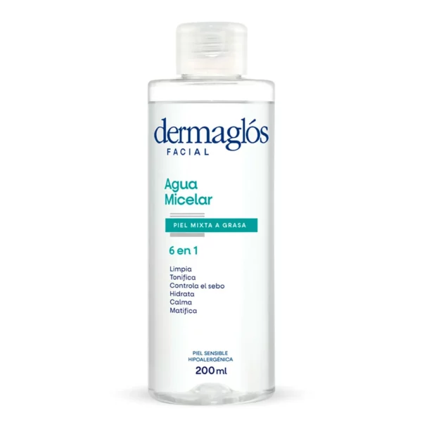 DERMAGLOS FACIAL AGUA MICELAR PARA PIEL MIXTA A GRASA LOCIÓN  x200ML