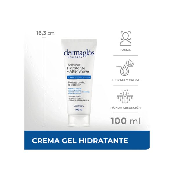 DERMAGLOS CREMA GEL HIDRANTANTE AFTER SHAVE HOMBRES x100ML - Imagen 3