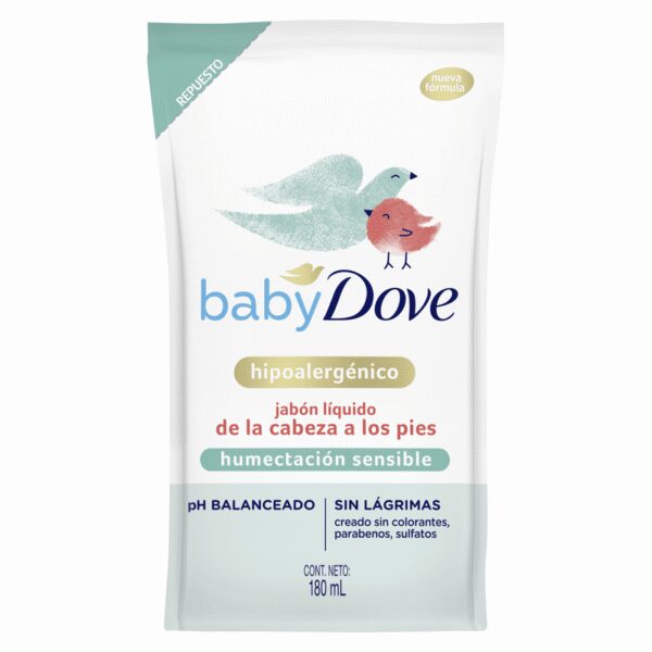DOVE BABY JABON LIQUIDO HUMECTACIÓN SENSIBLE REP. x180ML