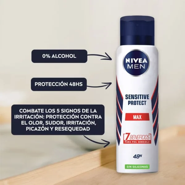 NIVEA DESODORANTE ANTITRANSPIRANTE SENSITIVE PROTECT MAX x150ML - Imagen 2
