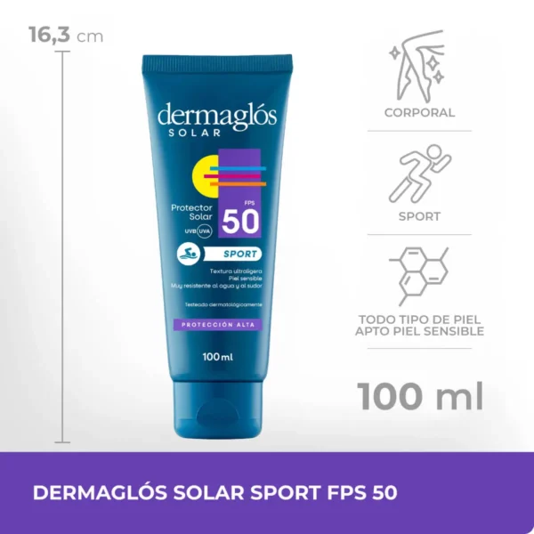 DERMAGLOS SOLAR SPORT F50 EM FPS50 EMULSION x100ML - Imagen 2