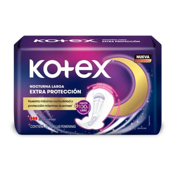KOTEX TOALLA FEMENINA NOCUTRNA 3D C/A x6
