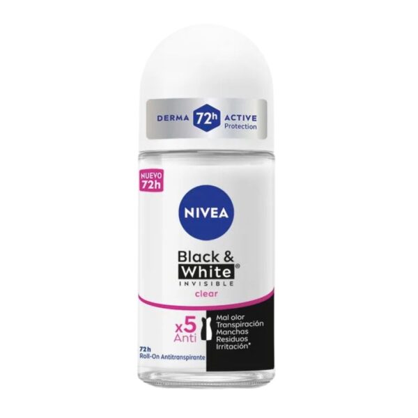 NIVEA BLACK & WHITE INVISIBLE CLEAR ROLL ON x50ML