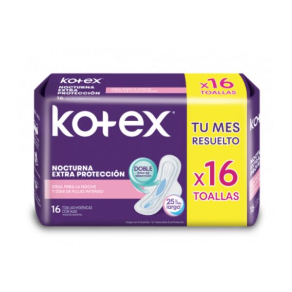 KOTEX TOALLA FEMENINA NOCTURNA x16