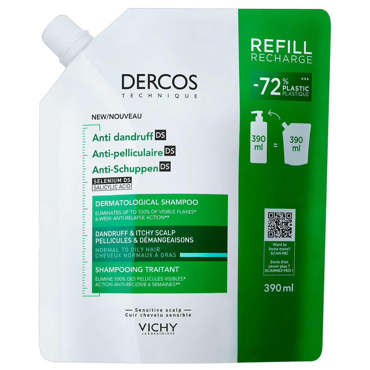 VICHY- DERCOS SHAMPOO ANTI CASPA REFILL x 400ML