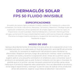 DERMAGLOS - FACIAL SOLAR FLUIDO S/COLOR FPS50 EMULS.X 50 G - Imagen 4