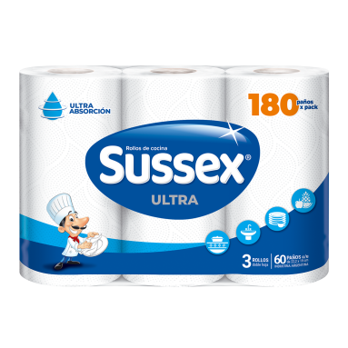 SUSSEX ROLLO DE COCINA ULTRA X 3 X 60 PAÑOS