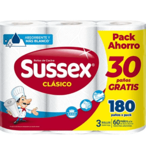 SUSSEX ROLLO DE COCINA CLASICO X 3 X 60 PAÑOS PACK AHOR